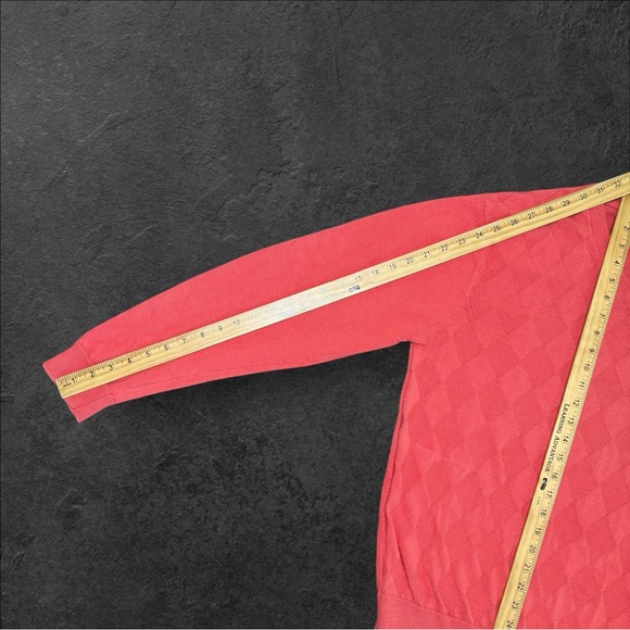 lyle and scott Argyle Sweater‎ Coral Men's Size Medium LS V Neck Cotton - Picture 5 of 9